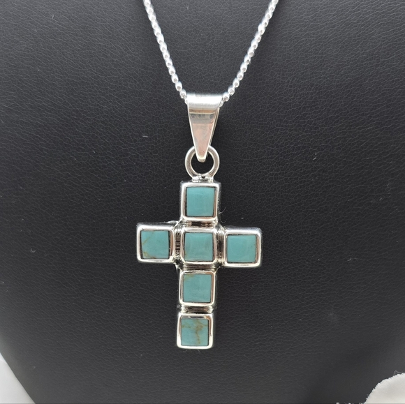 ❤️ MOSAIC CROSS STERLING SILVER NECKLACE - Picture 3 of 5